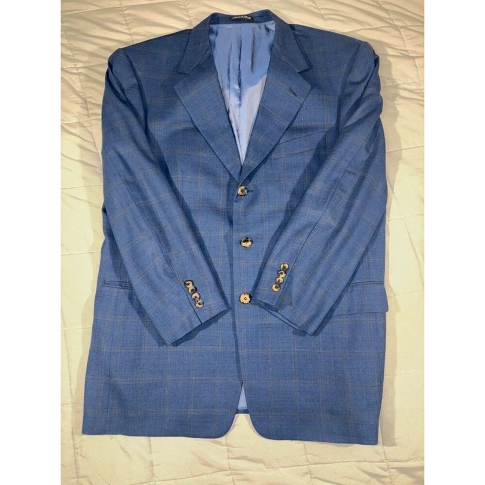 Pal Zileri Windowpane Sz 56R 46 US Wool Sport Coat
